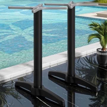 BARCELONA | Bistro double bar table frame | aluminium black | 2 legs: 60 x 9 cm | column 6 x 109 cm
