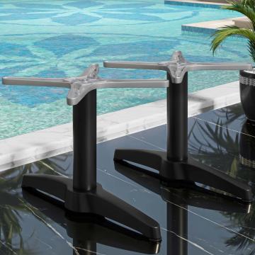 BARCELONA | Bistro Lounge Table Frame | Aluminium Black | 2 ben: 60x9cm | Søjle: 6 x 40 cm