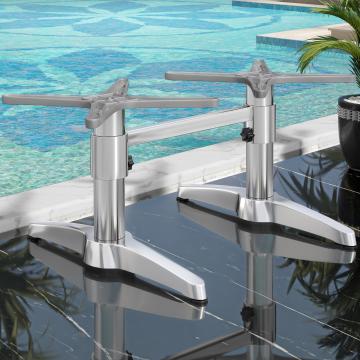 BARCELONA | Double Column Lounge Height Table Base | Aluminium | 2 Fuß: 60 x 9 cm | Silber Alu | + Verbinder