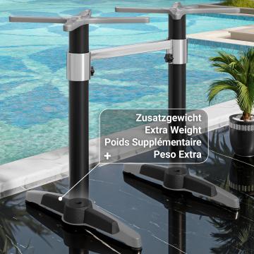 BARCELONA | Double Column Bar Table Base | Höhe: 109 cm | 2 Fuß: 60 x 9 cm | Schwarz | + Verbinder + Zusatzgewicht