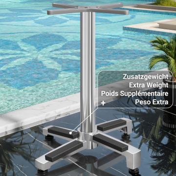 BENICIO | Piètement de table haute bistrot | Aluminium | 4 Pied : Ø 69 cm | Colonne 6 x 109 cm | Poids supplémentaire