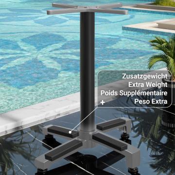 BENICIO | Piètement de table haute bistrot | Aluminium noir | 4 Pied : Ø 69 cm | Colonne 6 x 109 cm | Poids supplémentaire