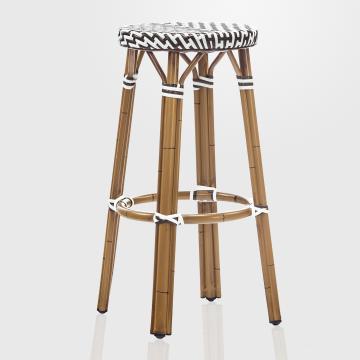 KRETA | Fransk rattan barstol | Sort/hvid | Rattan/bambus | Stabelbar