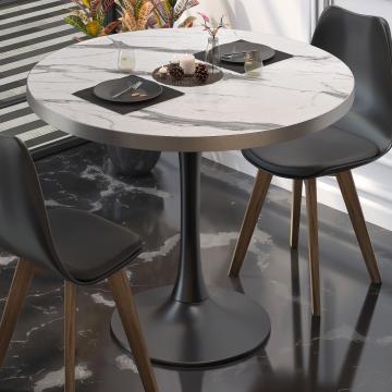 BL | Bistro Table | Ø:H 70 x 76 cm | White marble / black | Round