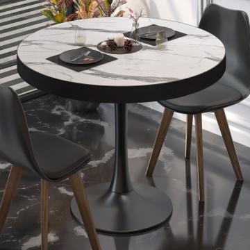BL | Bistro Table | Ø:H 60 x 78 cm | White marble / black | Round