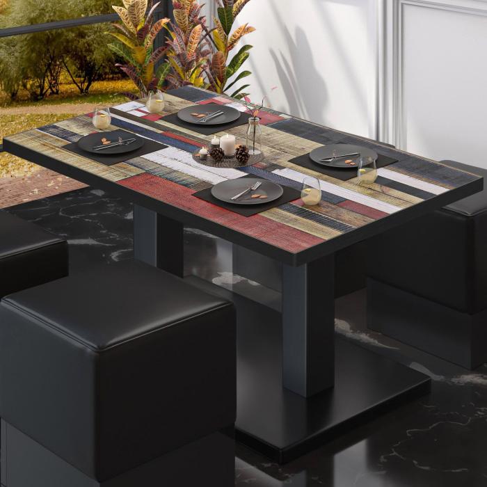 BM | Bistro lounge table | W:D:H 120 x 70 x 36 cm | Vintage Colourful / Black | Folding