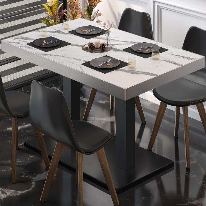 BM | Bistro table | W:D:H 120 x 70 x 72 cm | White marble / Black | Folding | Rectangular