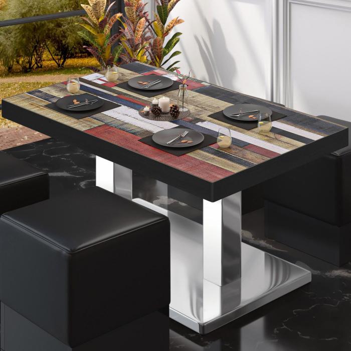 BM | Bistro lounge table | W:D:H 110 x 60 x 41 cm | Vintage coloured / stainless steel | Folding
