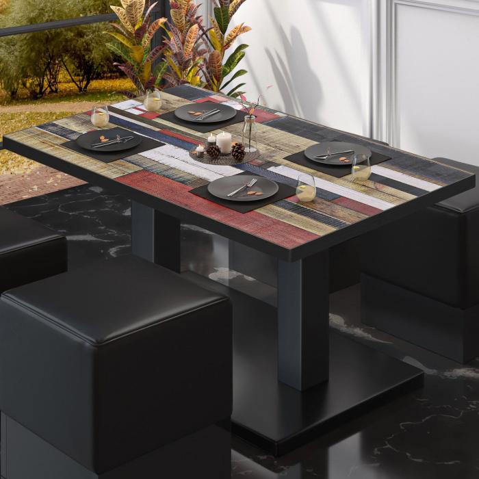 BM | Bistro lounge table | W:D:H 120 x 70 x 41 cm | Vintage Colourful / Black