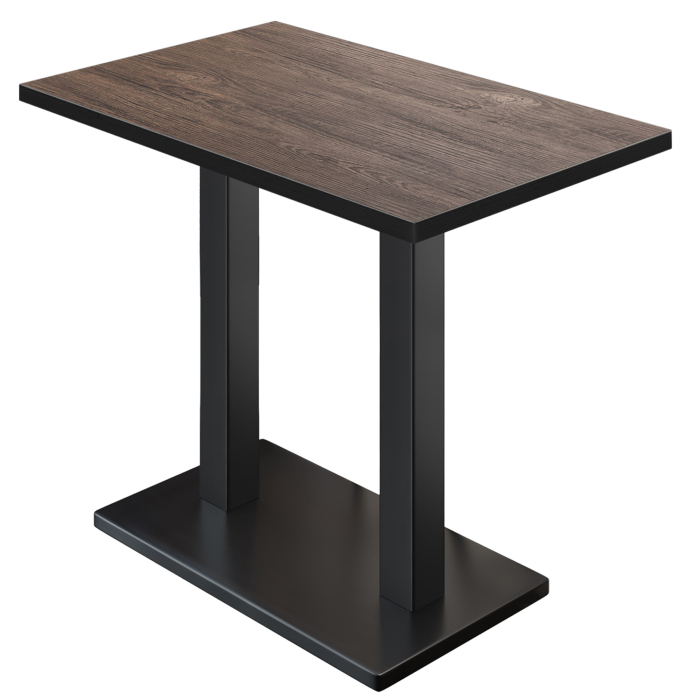 BM | Bistro Table Haut | 130 x 80 x 108 cm | Rectangulaire | Bord Noir | Wenge Clair / Noir