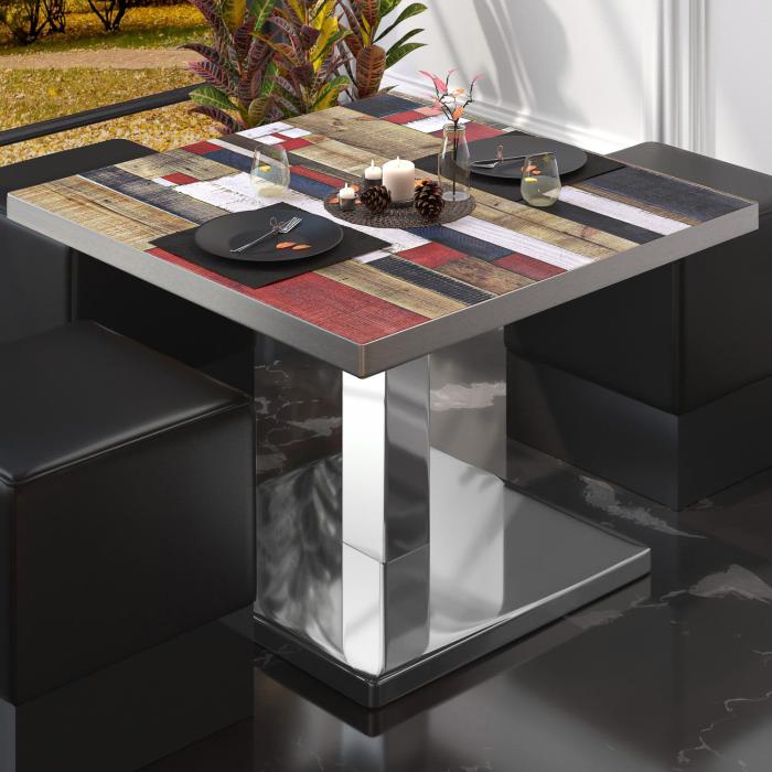BM | Bistro lounge table | W:D:H 70 x 70 x 41 cm | Vintage coloured / stainless steel