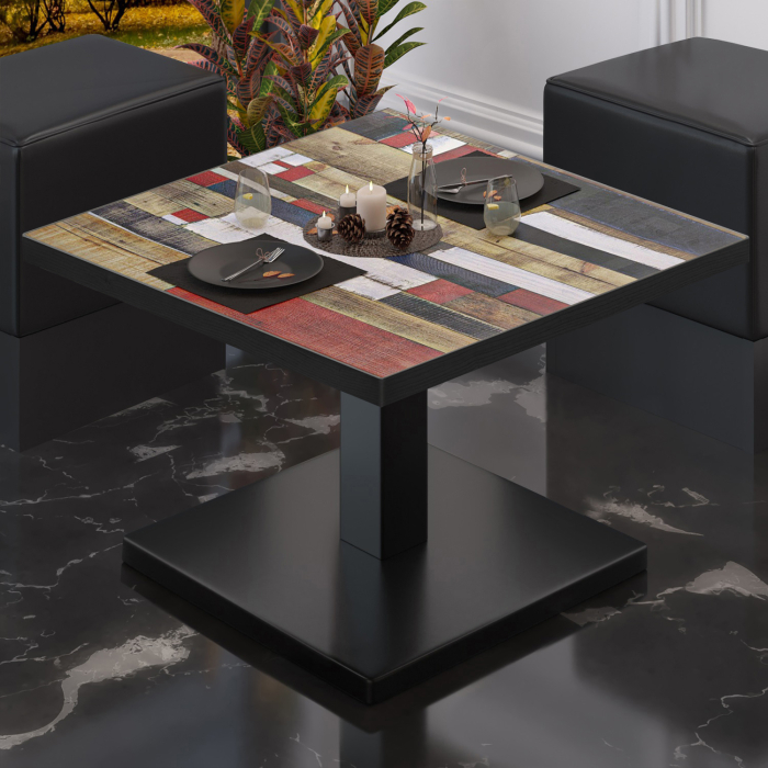 BM | Bistro lounge table | W:D:H 60 x 60 x 41 cm | Vintage Colourful / Black