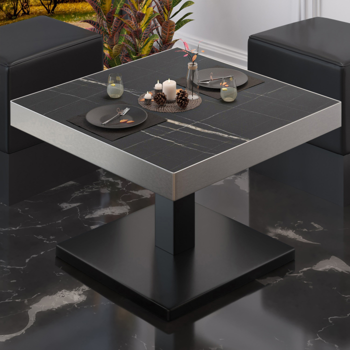BM | Bistro lounge table | W:D:H 60 x 60 x 41 cm | Black marble / Black