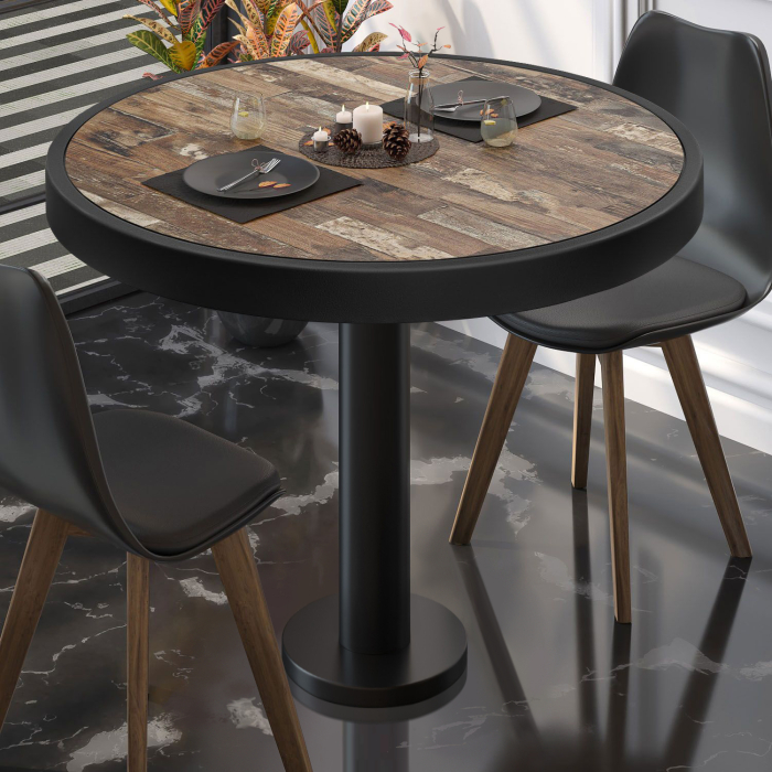 BML | Mesa Bistro | Ø:H 70 x 77 cm | Vintage Viejo / Negro | Redonda