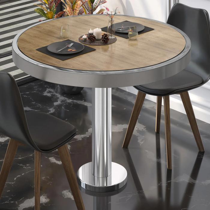 BML | Bistro Table | Ø:H 50 x 77 cm | Oak / stainless steel | Round