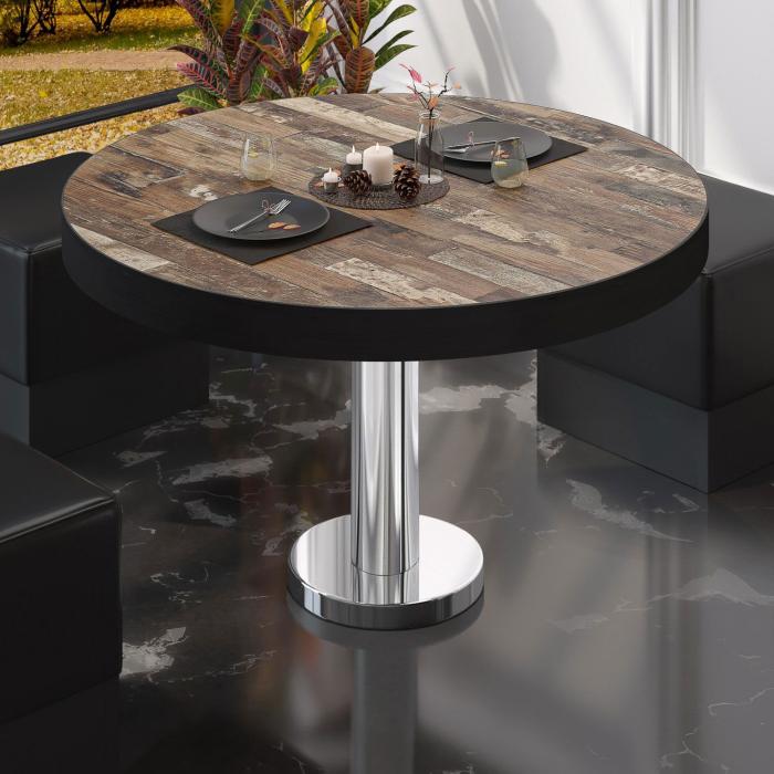 BML | Bistro lounge table | Ø:H 50 x 41 cm | Vintage Old / stainless steel