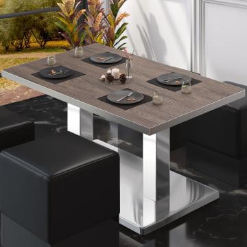 BM | Low Bistro Table | B:T:H 120 x 70 x 36 cm | Light Wenge / Stainless Steel | Foldable