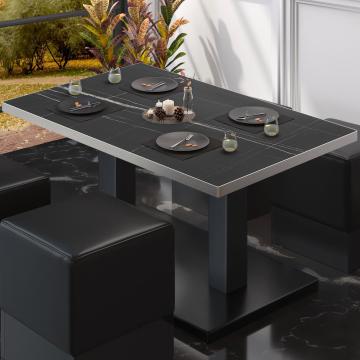 BM | Tavolino basso da bar | B:T:H 110 x 60 x 41 cm | Color del mármol negro / Nero | Pieghevole
