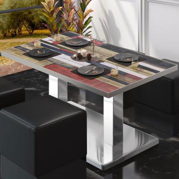 BM | Bistro lounge table | W:D:H 120 x 70 x 36 cm | Vintage coloured / stainless steel | Folding