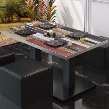 BM | Mesa baja para restaurante | An:Pr:Al 120 x 70 x 36 cm | Color Vintage / Negro | Plegable