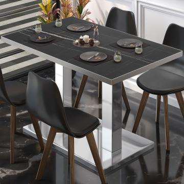 BM | Cafébord | B:D:H 120 x 70 x 72 cm | Sort marmor / rustfrit stål | Sammenfoldelig | Rektangulær