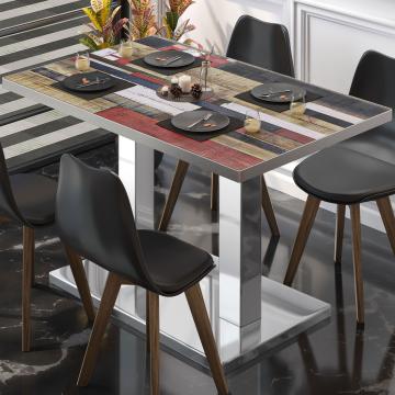BM | Cafébord | B:D:H 120 x 70 x 72 cm | Vintage fargerikt / rustfritt stål | Sammenleggbar | Rektangulær