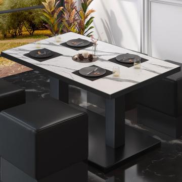 BM | Low Bistro Table | B:T:H 120 x 70 x 36 cm | White Marble / Black | Foldable