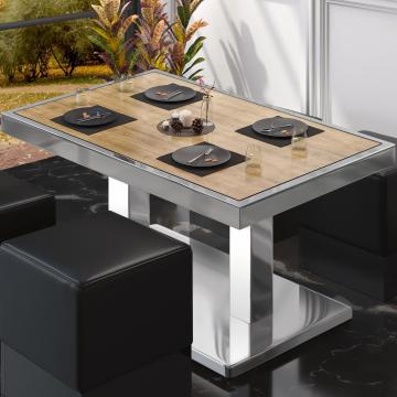 BM | Lavt café loungebord | B:T:H 110 x 60 x 41 cm | Eg / Rustfrit stål | Sammenfoldelig