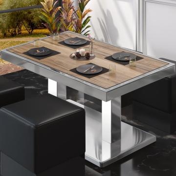 BM | Lavt café loungebord | B:T:H 110 x 60 x 41 cm | Sheesham / Rustfrit stål | Sammenfoldelig