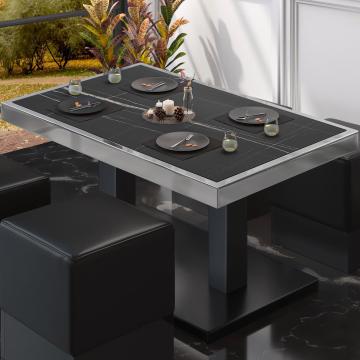 BM | Low Bistro Table | B:T:H 120 x 70 x 36 cm | Black Marble / Black | Foldable