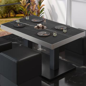 BM | Bistro lounge table | W:D:H 120 x 70 x 36 cm | Black marble / Black | Folding