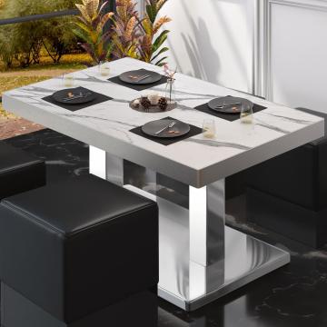 BM | Sofabord til bistro | B:D:H 120 x 70 x 36 cm | Hvit marmor / Rustfritt stål | Sammenleggbar