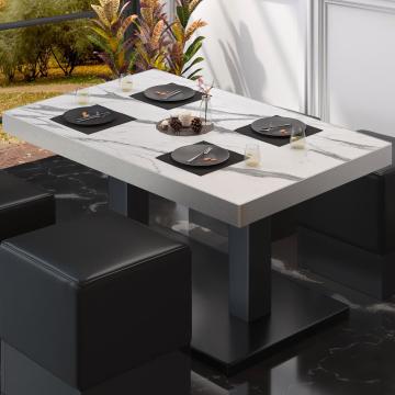 BM | Sofabord til bistro | B:D:H 110 x 60 x 41 cm | Hvit marmor / Svart | Sammenleggbar
