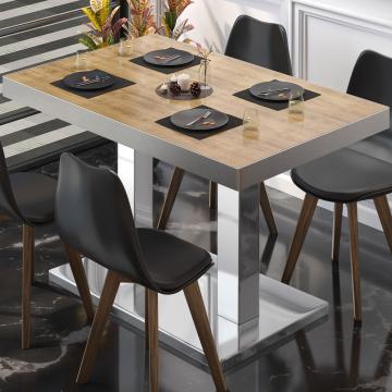 BM | Cafébord | B:D:H 120 x 70 x 72 cm | Eg / rustfrit stål | Sammenfoldelig | Rektangulær