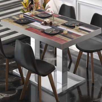 BM | Mesa para cafetería | An:Pr:Al 120 x 70 x 72 cm | Color vintage / acero inoxidable | Plegable | Rectangular