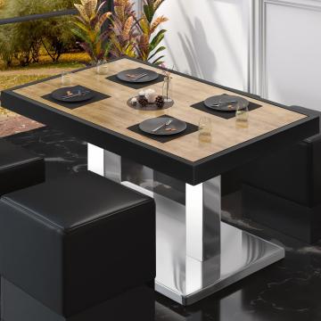 BM | Lavt café loungebord | B:T:H 120 x 70 x 36 cm | Eg / Rustfrit stål | Sammenfoldelig