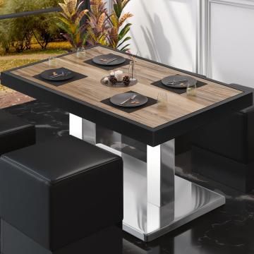 BM | Restaurang loungebord | B:D:H 120 x 70 x 36 cm | Sheesham / Rostfritt stål | Hopfällbar