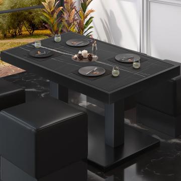 BM | Lavt café loungebord | B:T:H 120 x 70 x 36 cm | Sort marmor / Sort | Sammenfoldelig
