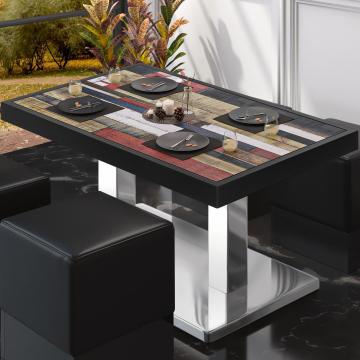 BM | Lavt café loungebord | B:T:H 110 x 60 x 41 cm | Vintage farverig / Rustfrit stål | Sammenfoldelig