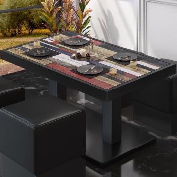 BM | Lavt café loungebord | B:T:H 120 x 70 x 36 cm | Vintage farverig / Sort | Sammenfoldelig