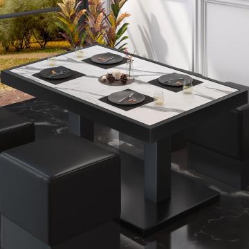BM | Lavt café loungebord | B:T:H 120 x 70 x 36 cm | Hvid marmor
 / Sort | Sammenfoldelig