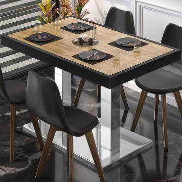 BM | Cafébord | B:D:H 120 x 70 x 72 cm | Eg / rustfrit stål | Sammenfoldelig | Rektangulær