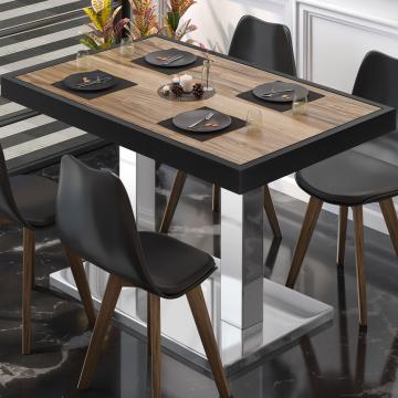 BM | Cafébord | B:D:H 110 x 60 x 77 cm | Sheesham / rustfritt stål | Sammenleggbar | Rektangulær
