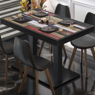 BM | Mesa para cafetería | An:Pr:Al 120 x 70 x 72 cm | Color vintage / negro | Plegable | Rectangular