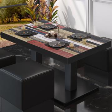 BM | Mesa baja para restaurante | An:Pr:Al 120 x 70 x 36 cm | Color Vintage / Negro | Plegable