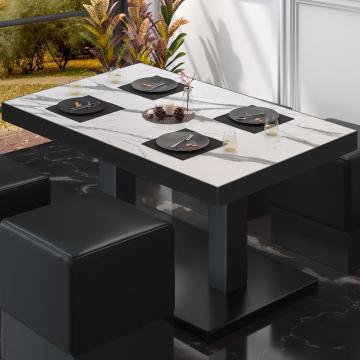 BM | Restaurang loungebord | B:D:H 120 x 70 x 36 cm | Vit marmor / Svart | Hopfällbar