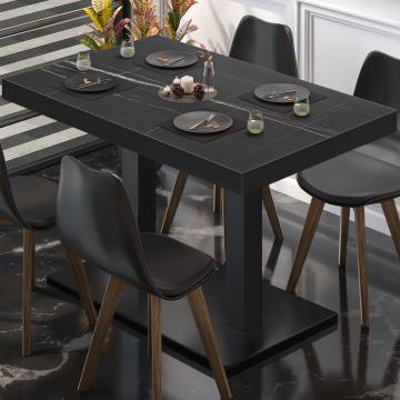 BM | Bistro Table | W:D:H 120 x 70 x 72 cm | Black Marble / Black | Foldable | Rectangular