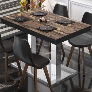 BM | Cafébord | B:D:H 120 x 70 x 72 cm | Vintage Old / rustfrit stål | Sammenfoldelig | Rektangulær