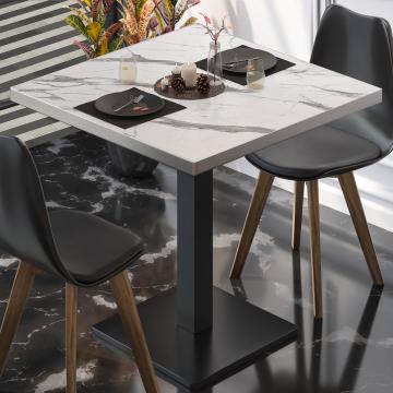 BM | Bistro Table | W:D:H 50 x 50 x 77 cm | White marble / black | Foldable | Square