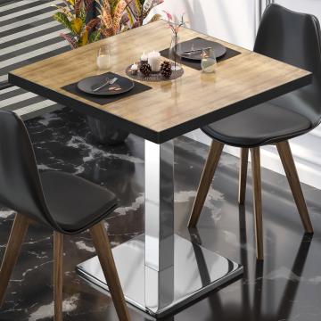BM | tavolo bistrot | L:P:H 60 x 60 x 75 cm | rovere / acciaio inox | quadrato